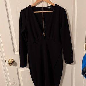 Long sleeve black mini dress